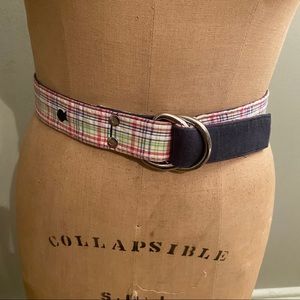 Plaid fabric preppy Maax Belt small back Navy